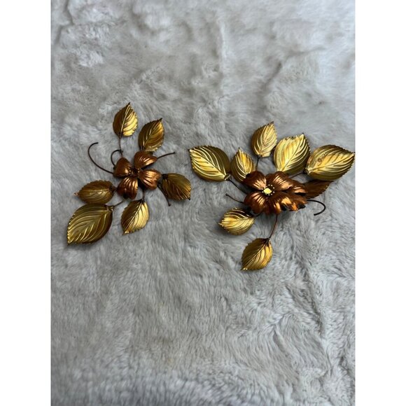 Flower leaf mid century modern 3D copper color wall art - Picture 1 of 4